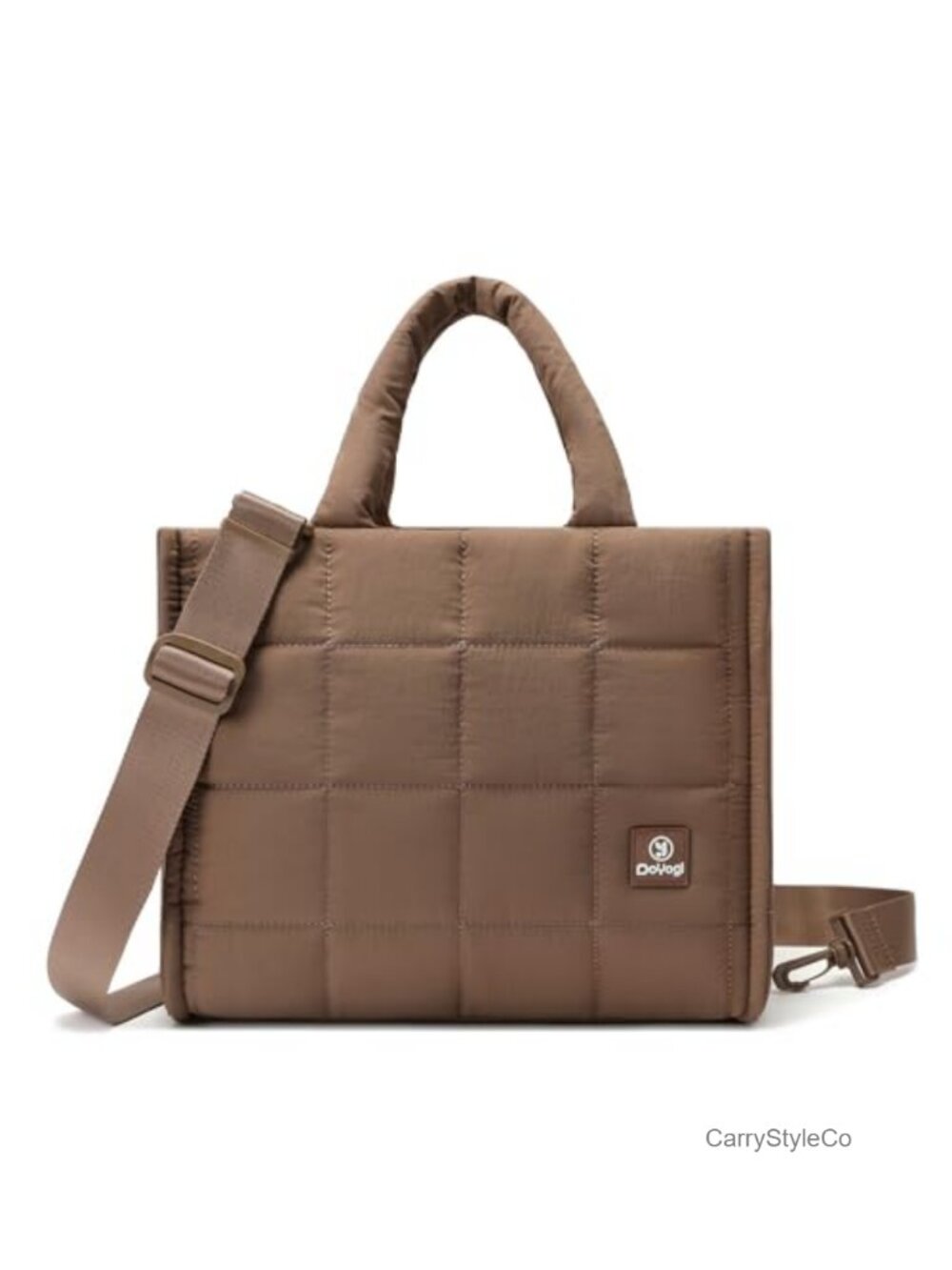 Quilted Puffer Crossbody Weekender Tote Adjustable Strap Lightweight